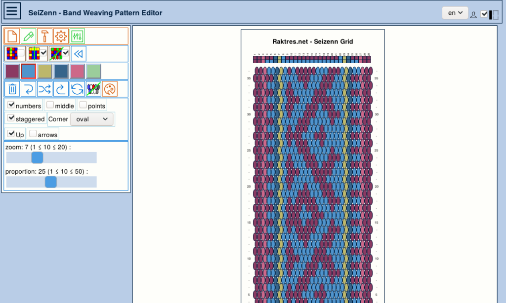 band weaving pattern editor - grid tool